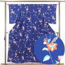 【中古】小紋 リサイクル着物 身丈158cm 裄62cm 前幅23cm 後幅30cm 袖丈52cm 正絹(シルク) レディース 袷仕立 秋冬春用 紺地 裄Sサイ...