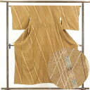 【中古】小紋 リサイクル着物 身丈151cm 裄64cm 前幅22cm 後幅28cm 袖丈48cm 正絹(シルク) レディース 袷仕立 秋冬春用 茶色 裄Mサイ...