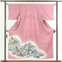 【中古】色留袖 リサイクル着物 身丈154cm 裄62cm 前幅23cm 後幅30cm 袖丈47cm 正絹(シルク) レディース 袷仕立 秋冬春用 ピンク地 裄...