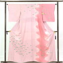【FashionTheSale10%OFF】【中古】訪問着 リサイクル着物 身丈160cm 裄63cm 前幅23cm 後幅28.5cm 袖丈49cm 正絹(シルク) レディース 袷仕立 秋冬春用 ピンク地 裄Mサイズ リユース