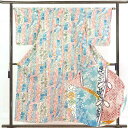 【中古】小紋 リサイクル着物 身丈156cm 裄64cm 前幅25cm 後幅30cm 袖丈51cm 正絹(シルク) レディース 袷仕立 秋冬春用 多色使い 裄M...