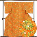 【中古】小紋 リサイクル着物 身丈162cm 裄66cm 前幅25cm 後幅29.5cm 袖丈52cm 袖幅34cm レディース 袷 花柄 裄長 裄M-Lサイズ...