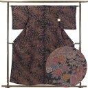 【中古】小紋 リサイクル着物 身丈159cm 裄63cm 前幅25cm 後幅29cm 袖丈48cm 正絹(シルク) レディース 袷仕立 秋冬春用 黒地 裄Mサイ...
