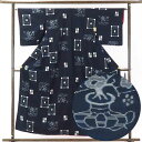 【中古】紬 リサイクル着物 身丈157cm 裄64cm 前幅25.5cm 後幅30cm 袖丈48cm 正絹(シルク) レディース 袷仕立 秋冬春用 紺地 裄Mサ...