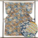 【中古】小紋 リサイクル着物 身丈154cm 裄64cm 前幅22.5cm 後幅28.5cm 袖丈55cm 正絹(シルク) レディース 袷仕立 秋冬春用 紺地 ...