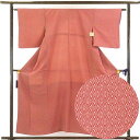 【中古】小紋 リサイクル着物 身丈155cm 裄63cm 前幅23cm 後幅29.5cm 袖丈48cm 正絹(シルク) レディース 袷仕立 秋冬春用 ピンク地 ...