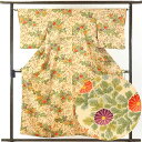 【中古】小紋 リサイクル着物 身丈156cm 裄64cm 前幅23cm 後幅28cm 袖丈49cm 正絹(シルク) レディース 袷仕立 秋冬春用 茶色 裄Mサイ...