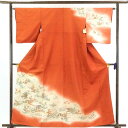【中古】訪問着 リサイクル着物 身丈161cm 裄64cm 前幅25cm 後幅29cm 袖丈49cm 正絹(シルク) レディース 袷仕立 秋冬春用 茶色 裄Mサ...