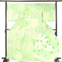 【中古】小紋 リサイクル着物 身丈166cm 裄67cm 前幅25cm 後幅31cm 袖丈53cm 正絹(シルク) レディース 袷仕立 秋冬春用 緑地 裄Lサイ...