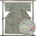 【中古】紬 リサイクル着物 身丈155cm 裄63cm 前幅22cm 後幅27cm 袖丈46cm 袖幅32cm レディース 袷 風景画 裄Mサイズ 秋冬春用 正...