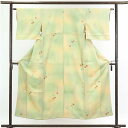 【中古】小紋 リサイクル着物 身丈152cm 裄63cm 前幅22cm 後幅29cm 袖丈44cm 正絹(シルク) レディース 袷仕立 秋冬春用 黄色地 裄Mサ...