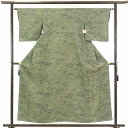 【中古】小紋 リサイクル着物 身丈158cm 裄62cm 前幅22cm 後幅28cm 袖丈46cm 正絹(シルク) レディース 袷仕立 秋冬春用 緑地 裄Sサイ...