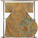 【中古】小紋 リサイクル着物 身丈160cm 裄66cm 前幅25cm 後幅30cm 袖丈48cm 正絹(シルク) レディース 袷仕立 秋冬春用 茶色 裄Mサイ...