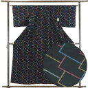 【中古】紬 リサイクル着物 身丈158cm 裄64cm 前幅24cm 後幅29cm 袖丈45cm 正絹(シルク) レディース 袷仕立 秋冬春用 黒地 裄Mサイズ...