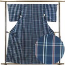 【中古】紬 リサイクル着物 身丈162cm 裄65cm 前幅25cm 後幅30cm 袖丈49cm 正絹(シルク) レディース 袷仕立 格子 秋冬春用 紫地 裄Mサイズ リユース