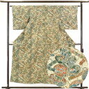 【中古】小紋 リサイクル着物 身丈154cm 裄63cm 前幅24cm 後幅30cm 袖丈48cm 正絹(シルク) レディース 袷仕立 秋冬春用 茶色 裄Mサイ...