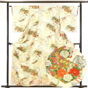 【中古】小紋 リサイクル着物 身丈160cm 裄64cm 前幅22cm 後幅28cm 袖丈53cm 正絹(シルク) レディース 袷仕立 秋冬春用 黄色地 裄Mサイズ リユース