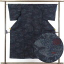 【中古】紬 リサイクル着物 身丈152cm 裄64cm 前幅22.5cm 後幅28.5cm 袖丈47cm 正絹(シルク) レディース 袷仕立 秋冬春用 紺地 裄...