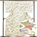 【中古】小紋 リサイクル着物 身丈160cm 裄63cm 前幅22cm 後幅28cm 袖丈49cm 正絹(シルク) レディース 袷仕立 秋冬春用 白地 裄Mサイ...