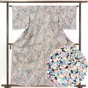 【中古】小紋 リサイクル着物 身丈163cm 裄63cm 前幅24.5cm 後幅28cm 袖丈48cm 正絹(シルク) レディース 袷仕立 秋冬春用 紺地 裄M...
