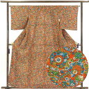 【中古】小紋 リサイクル着物 身丈160cm 裄65cm 前幅27cm 後幅30cm 袖丈48cm 正絹(シルク) レディース 袷仕立 秋冬春用 赤地 裄Mサイ...