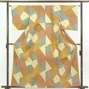 【中古】小紋 リサイクル着物 身丈162cm 裄64cm 前幅24cm 後幅29cm 袖丈49cm 正絹(シルク) レディース 袷仕立 梅 秋冬春用 茶色 裄M...