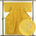 【中古】紬 リサイクル着物 身丈158cm 裄67cm 前幅26cm 後幅30cm 袖丈49cm 正絹(シルク) レディース 袷仕立 秋冬春用 黄色地 裄Lサイ...