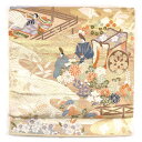 【中古】袋帯 リサイクル帯 幅31cm 長さ420cm レディース 宮中柄 秋冬春用 正絹(シルク)ゴールド 美品 リメイク リユース
