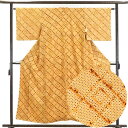 【中古】小紋 リサイクル着物 身丈157cm 裄63cm 前幅24.5cm 後幅30cm 袖丈45cm 正絹(シルク) レディース 袷仕立 秋冬春用 茶色 裄M...
