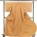 【中古】紬 リサイクル着物 身丈171cm 裄65cm 前幅26cm 後幅30cm 袖丈49cm 正絹(シルク) レディース 単衣 初夏・初秋用 茶色 裄Mサイ...