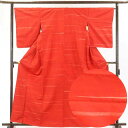 【中古】紬 リサイクル着物 身丈164cm 裄66cm 前幅25cm 後幅30cm 袖丈56cm 正絹(シルク) レディース 袷仕立 秋冬春用 赤地 裄Mサイズ...