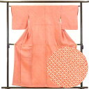 【中古】小紋 リサイクル着物 身丈160cm 裄63cm 前幅22.5cm 後幅29cm 袖丈48cm 正絹(シルク) レディース 袷仕立 秋冬春用 ピンク地 ...
