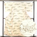 【中古】小紋 リサイクル着物 身丈159cm 裄64cm 前幅24cm 後幅29cm 袖丈45cm 正絹(シルク) レディース 袷仕立 秋冬春用 ベージュ地 裄...