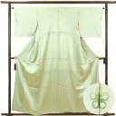 【中古】色無地 リサイクル着物 身丈159cm 裄64cm 前幅24cm 後幅29cm 袖丈45cm 正絹(シルク) レディース 袷仕立 無地 秋冬春用 緑地 ...