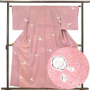 【中古】小紋 リサイクル着物 身丈159cm 裄62cm 前幅23.5cm 後幅29cm 袖丈47cm 正絹(シルク) レディース 袷仕立 秋冬春用 ピンク地 ...