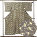 【中古】小紋 リサイクル着物 身丈154cm 裄63cm 前幅24cm 後幅29.5cm 袖丈44cm 袖幅33cm レディース 袷 折り鶴 裄Mサイズ 秋冬春...