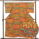 【中古】小紋 リサイクル着物 身丈157cm 裄65cm 前幅22.5cm 後幅30cm 袖丈49cm 袖幅33cm レディース 袷 紅葉 裄Mサイズ 秋冬春用...