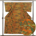 【中古】小紋 リサイクル着物 身丈155cm 裄丈65cm 前幅23cm 後幅28cm 袖丈49cm 袖幅32.5cm レディース 袷 花柄 裄Mサイズ 秋冬春...