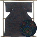 【中古】紬 リサイクル着物 身丈164cm 裄丈62.5cm 前幅22.5cm 後幅28.5cm 袖丈49cm 袖幅32.5cm レディース 袷 抽象柄 裄Sサ...