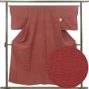 【中古】紬 リサイクル着物 身丈155cm 裄丈65cm 前幅25cm 後幅31cm 袖丈49cm 袖幅33cm レディース 袷 絣模様 裄Mサイズ 秋冬春用 正絹(シルク)レッド やや難 リメイク リユース