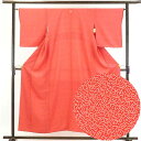 【中古】小紋 リサイクル着物 身丈155cm 裄64cm 前幅24cm 後幅29cm 袖丈49cm 正絹(シルク) レディース 袷仕立 秋冬春用 赤地 裄Mサイズ リユース