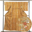 【中古】小紋 リサイクル着物 身丈159cm 裄64cm 前幅24cm 後幅29cm 袖丈50cm 正絹(シルク) レディース 袷仕立 秋冬春用 茶色 裄Mサイ...
