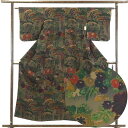 【中古】小紋 リサイクル着物 身丈155cm 裄62cm 前幅24.5cm 後幅29cm 袖丈46cm 正絹(シルク) レディース 袷仕立 秋冬春用 茶色 裄S...