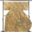 【中古】小紋 リサイクル着物 身丈163cm 裄67cm 前幅23cm 後幅30cm 袖丈46cm 正絹(シルク) レディース 袷仕立 秋冬春用 茶色 裄Lサイ...