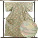 【中古】紬 リサイクル着物 身丈160cm 裄63cm 前幅23cm 後幅29.5cm 袖丈45cm 正絹(シルク) レディース 袷仕立 秋冬春用 緑地 裄Mサ...