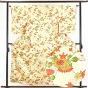 【中古】小紋 リサイクル着物 身丈158cm 裄63cm 前幅22.5cm 後幅28cm 袖丈56cm 正絹(シルク) レディース 袷仕立 秋冬春用 ベージュ地...