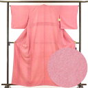 【中古】小紋 リサイクル着物 身丈164cm 裄66cm 前幅23cm 後幅27cm 袖丈48cm 正絹(シルク) レディース 袷仕立 秋冬春用 ピンク地 裄M...