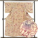 【中古】小紋 リサイクル着物 身丈156cm 裄65cm 前幅24cm 後幅29cm 袖丈49cm 袖幅33cm レディース 袷 花柄 裄Mサイズ 秋冬春用 正...