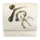 【中古】名古屋帯 リサイクル着物 幅30.5cm 長さ380cm レディース 唐子人形 秋冬春用 正絹(シルク)白地 美品 リメイク リユース