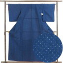 【中古】御召し 着物 身丈160cm 裄64cm 前幅24.5cm 後幅30cm 袖丈51cm 袖幅32cm レディース 胴抜裾八掛 絣模様 裄Mサイズ 秋冬春用 正絹(シルク)紺地 やや難 リメイク リユース